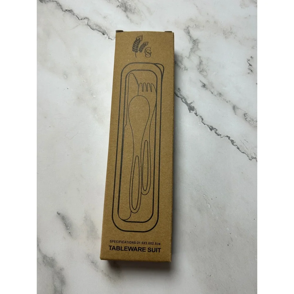 Coca-Cola Eco-Friendly Wheat Straw Travel Utensil Set Cream Red Logo New in Box